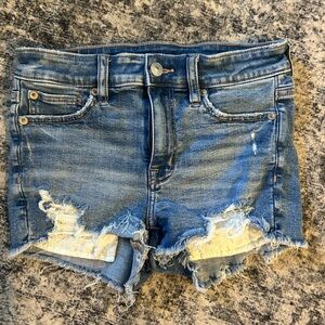 American Eagle Outfitters Blue Jean Shorts Distressed Frayed Hem